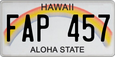 HI license plate FAP457