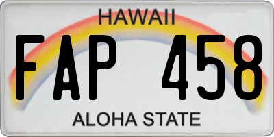 HI license plate FAP458