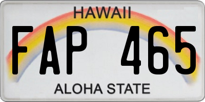 HI license plate FAP465