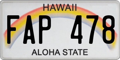 HI license plate FAP478
