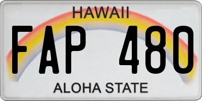 HI license plate FAP480