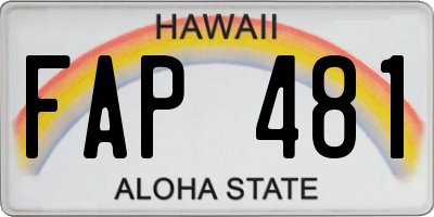 HI license plate FAP481