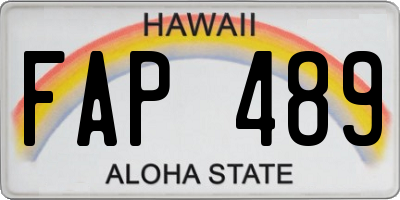HI license plate FAP489