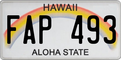 HI license plate FAP493