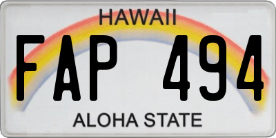 HI license plate FAP494