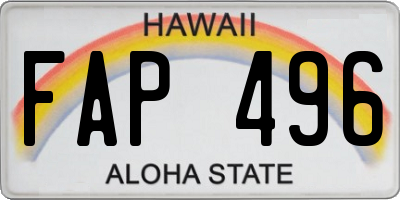 HI license plate FAP496