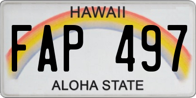 HI license plate FAP497