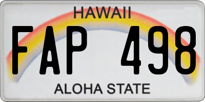 HI license plate FAP498