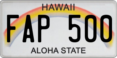 HI license plate FAP500