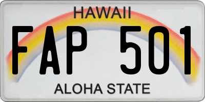 HI license plate FAP501
