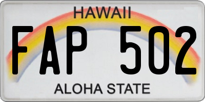 HI license plate FAP502