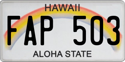 HI license plate FAP503