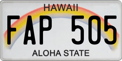 HI license plate FAP505