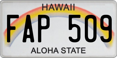 HI license plate FAP509