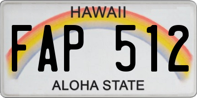 HI license plate FAP512