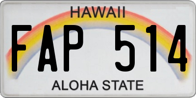 HI license plate FAP514