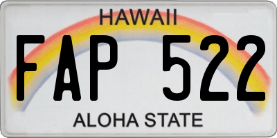 HI license plate FAP522