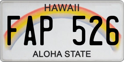 HI license plate FAP526