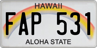 HI license plate FAP531