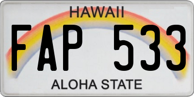 HI license plate FAP533
