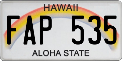 HI license plate FAP535