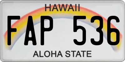 HI license plate FAP536
