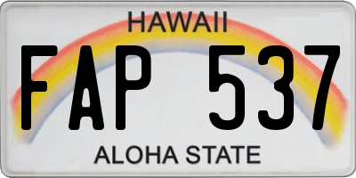 HI license plate FAP537