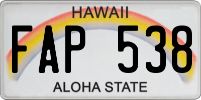 HI license plate FAP538