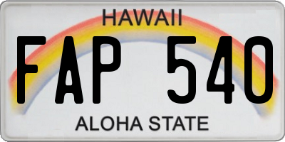 HI license plate FAP540