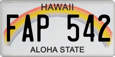 HI license plate FAP542
