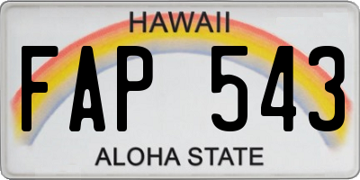 HI license plate FAP543