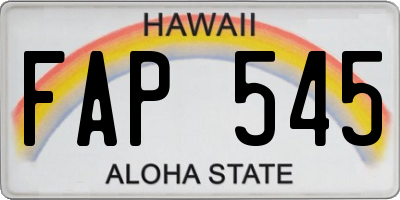 HI license plate FAP545