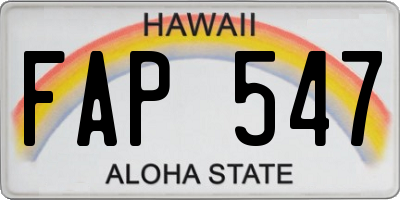 HI license plate FAP547