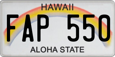 HI license plate FAP550