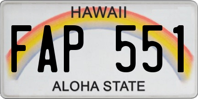 HI license plate FAP551