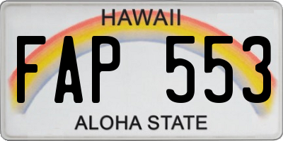 HI license plate FAP553