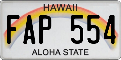 HI license plate FAP554
