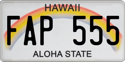 HI license plate FAP555