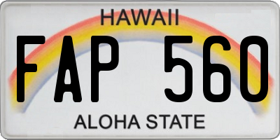 HI license plate FAP560