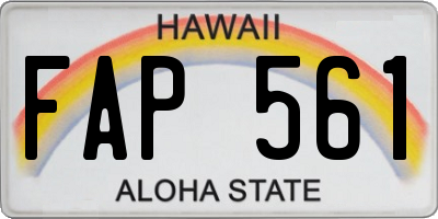 HI license plate FAP561