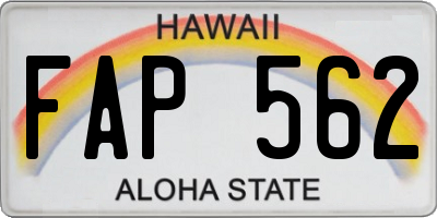 HI license plate FAP562