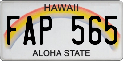 HI license plate FAP565