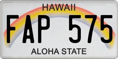 HI license plate FAP575