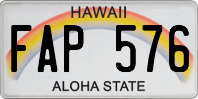 HI license plate FAP576