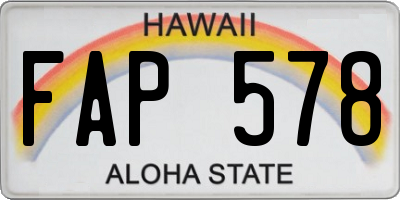 HI license plate FAP578