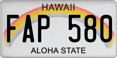 HI license plate FAP580