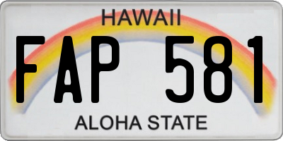 HI license plate FAP581