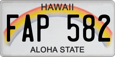 HI license plate FAP582