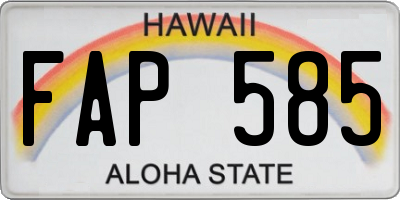 HI license plate FAP585