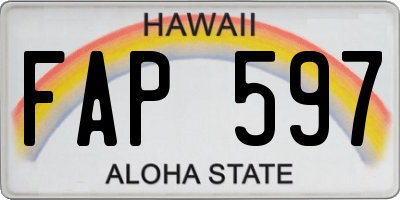 HI license plate FAP597